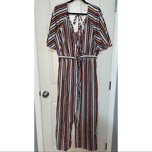 Plus Size Blush Striped Jumpsuit